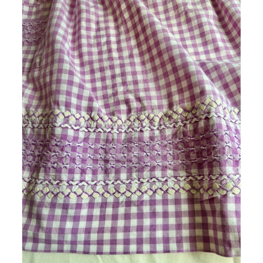 VTG Pinup Half Aprons 1950s Blue & Purple Gingham Pocket RikRack Retro Kitchen - Picture 4 of 12
